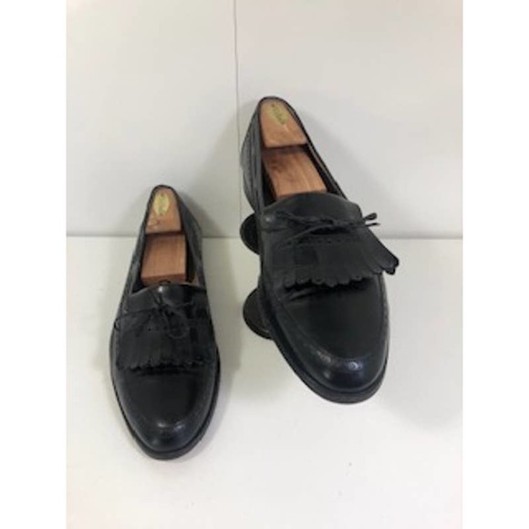 Bally Leather Kiltie Slip On Loafers Dress Shoes 0294 Black Mens US 12 D